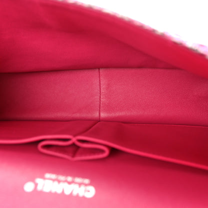 Chanel Tweed Quilted Jumbo Double Flap Hot Pink 5 of 10