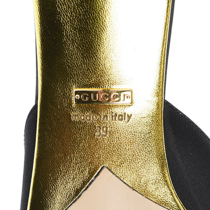 Gucci Moire Silk Crystal Logo Embellished Mules 39 Black 6 of 8