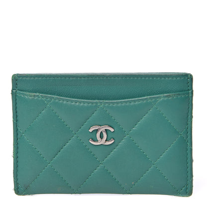 Chanel Lambskin Quilted Card Holder Green 1 of 10