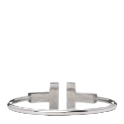 Tiffany 18K White Gold T Wide Wire Bracelet 3 of 5