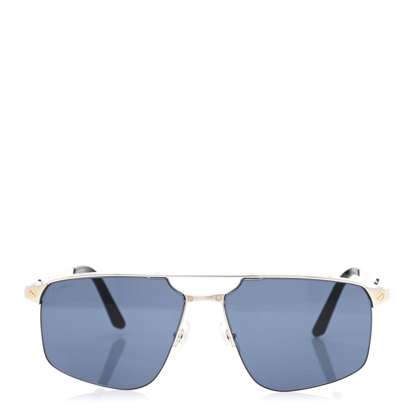 Metal Santos de Cartier Pilot Sunglasses CT0385S Silver Blue
