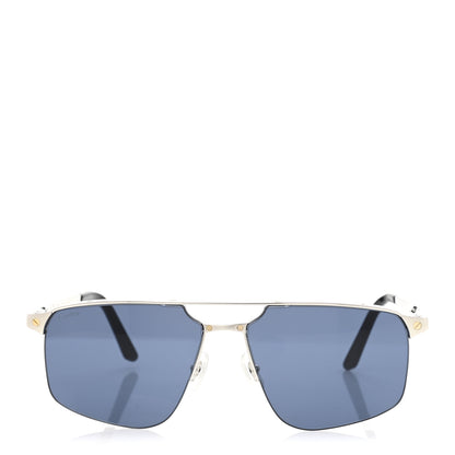 Cartier Metal Santos de Cartier Pilot Sunglasses CT0385S Silver Blue 2 of 8