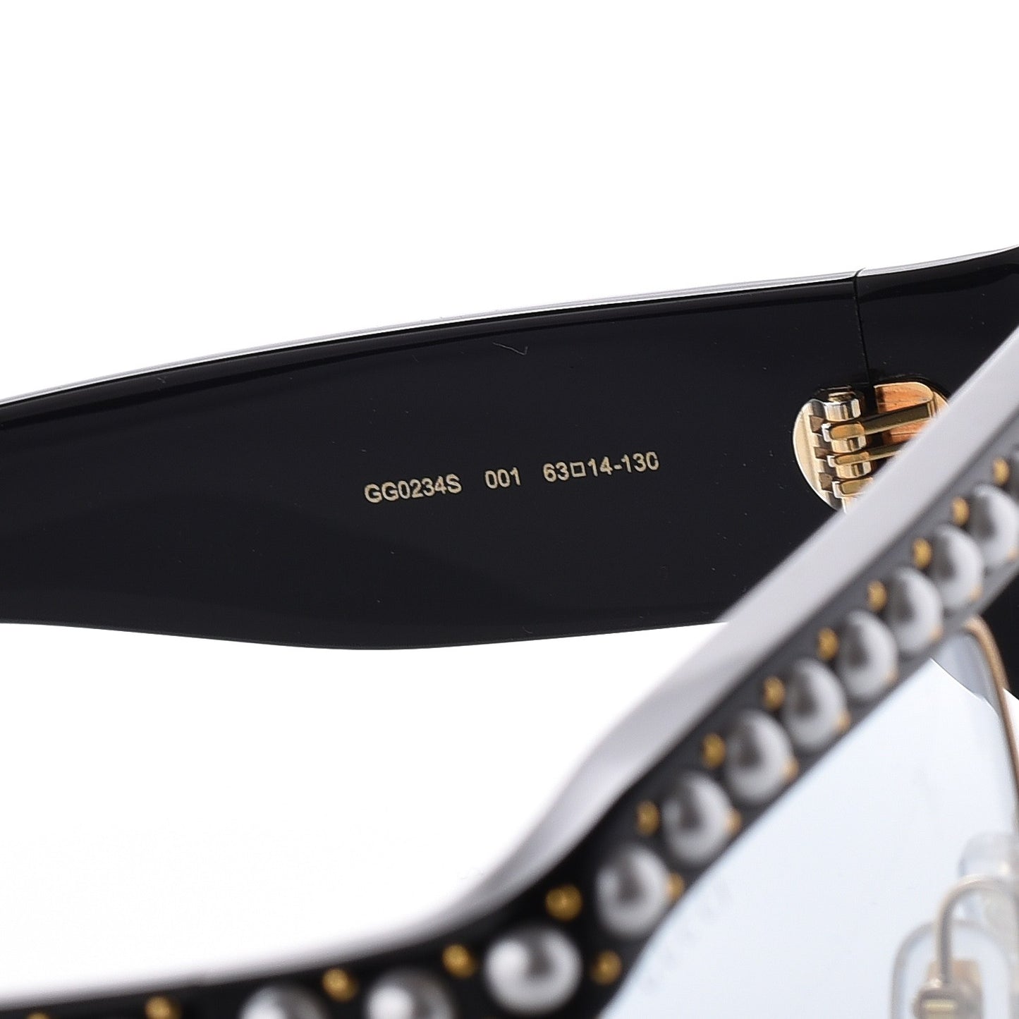 Acetate Pearl Rectangular Frame Sunglasses GG0234S7/S Black