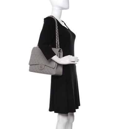 Chanel Caviar Quilted Maxi Double Flap Light Grey 2 of 10