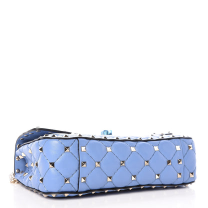 Valentino Garavani Lambskin Small Rockstud Spike Shoulder Bag Blue 5 of 9
