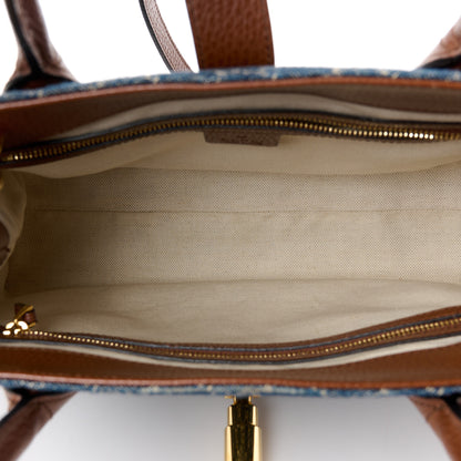 Gucci New Denim GG Monogram Dollar Calfskin Medium Jackie 1961 Tote Blue Tea Cuir Epilog 5 of 10