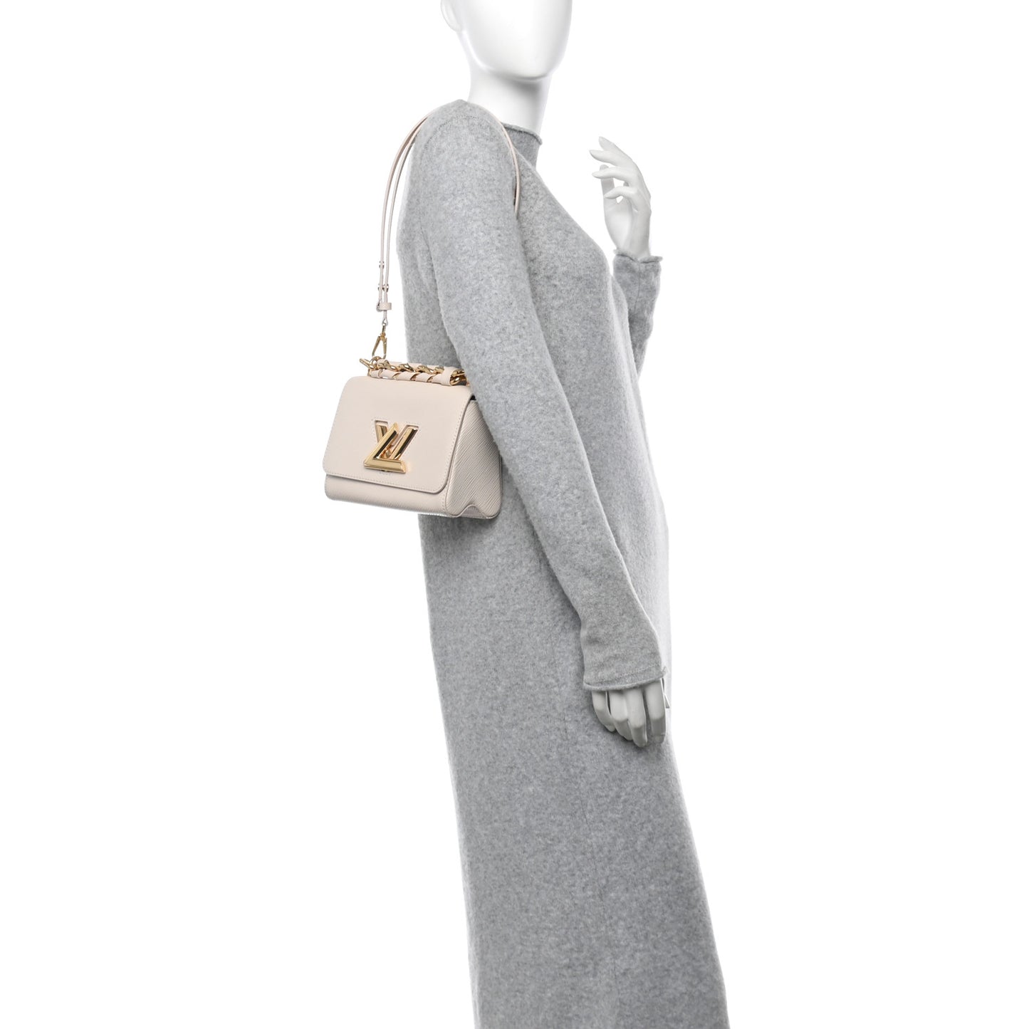 Epi Twist Braided Chain Shoulder Bag PM Quartz White