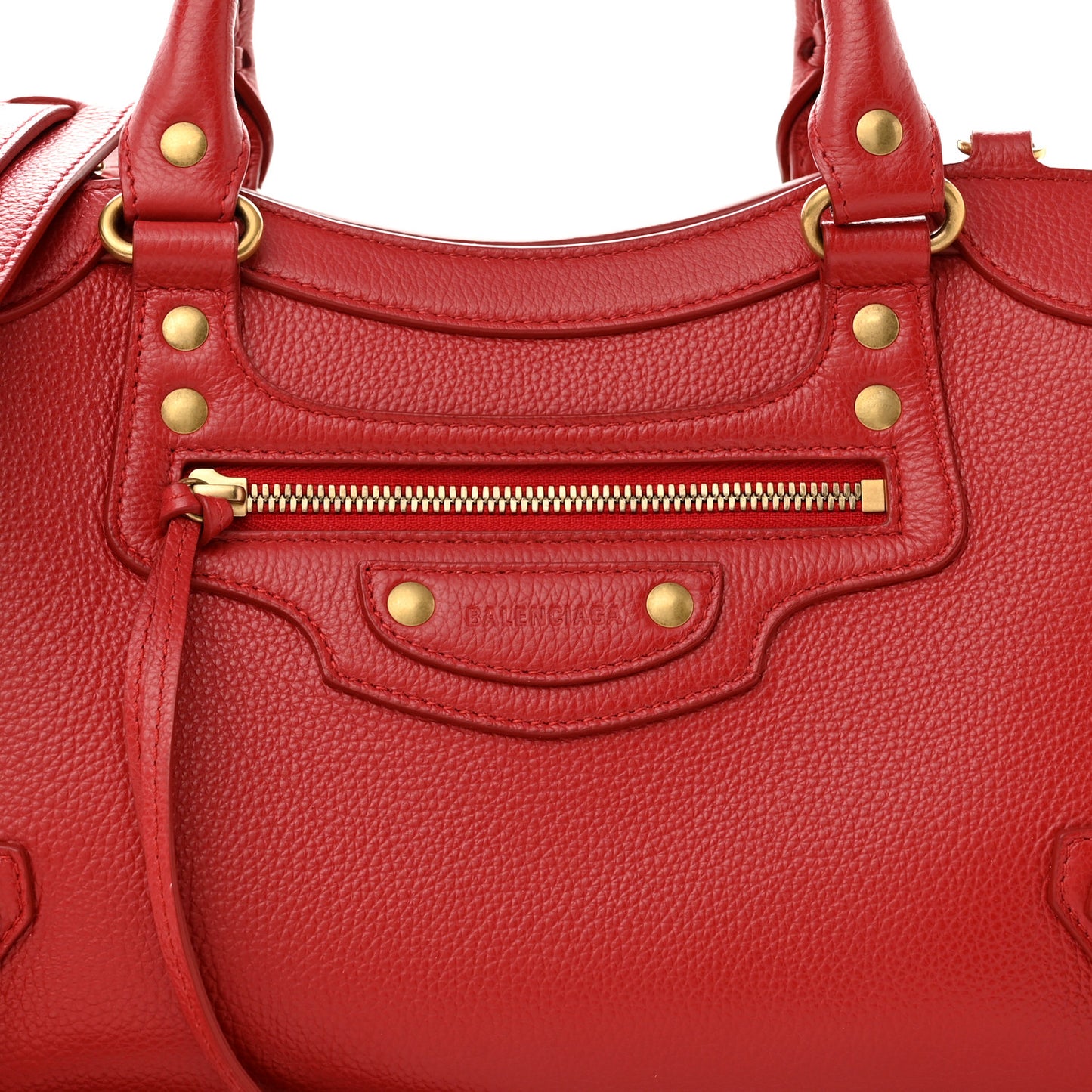 Grained Calfskin Neo Classic Gold Hardware S City Medium Red