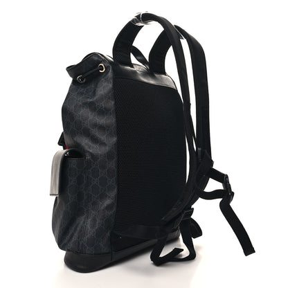Gucci Soft GG Supreme Monogram Calfskin Web Double Buckle Backpack Black 3 of 10