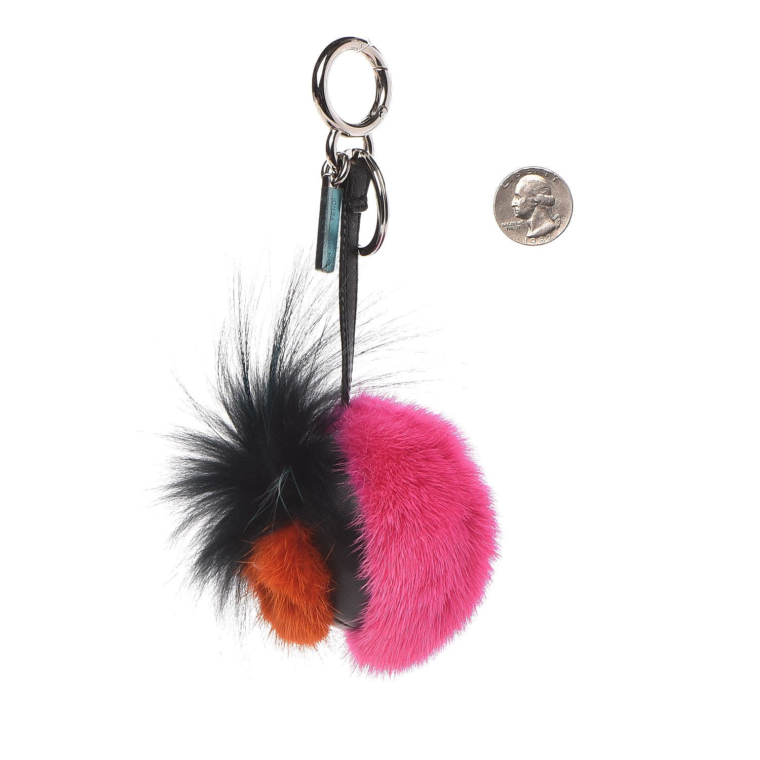 Fendi Mink Fox Fur QuTweet Coucou Bag Bug Charm Pink 2 of 4