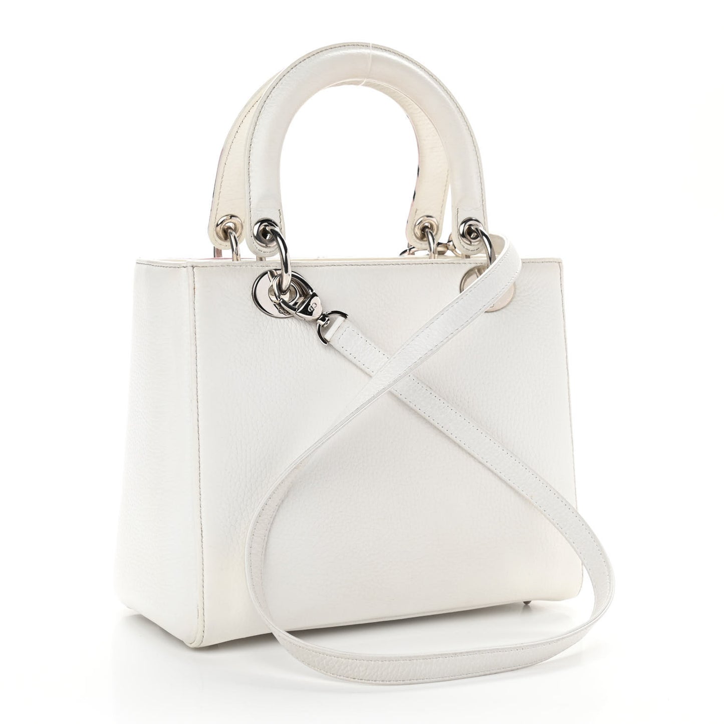 Deerskin Floral Printed Medium Lady Dior White