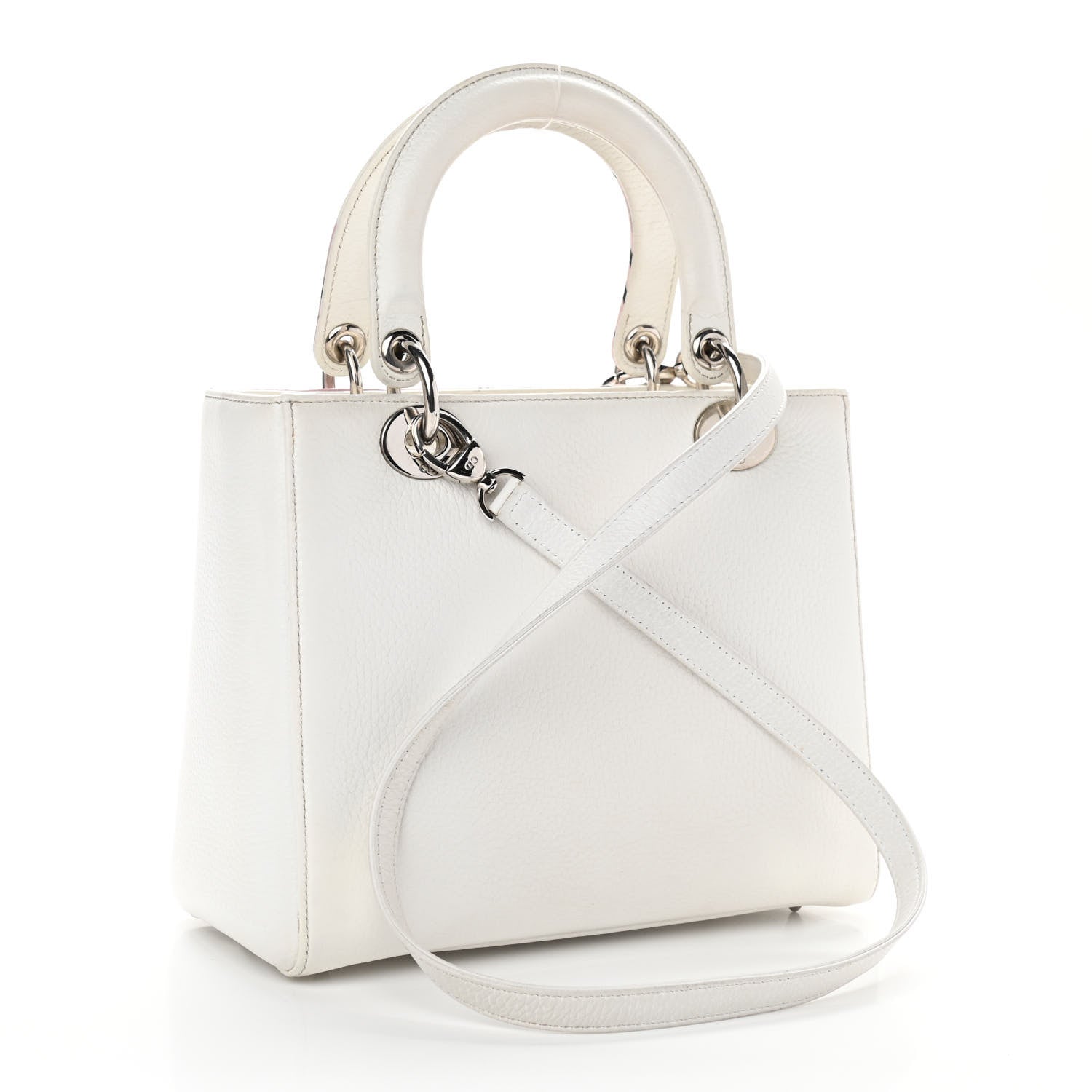 Christian Dior Deerskin Floral Printed Medium Lady Dior White 3 of 13