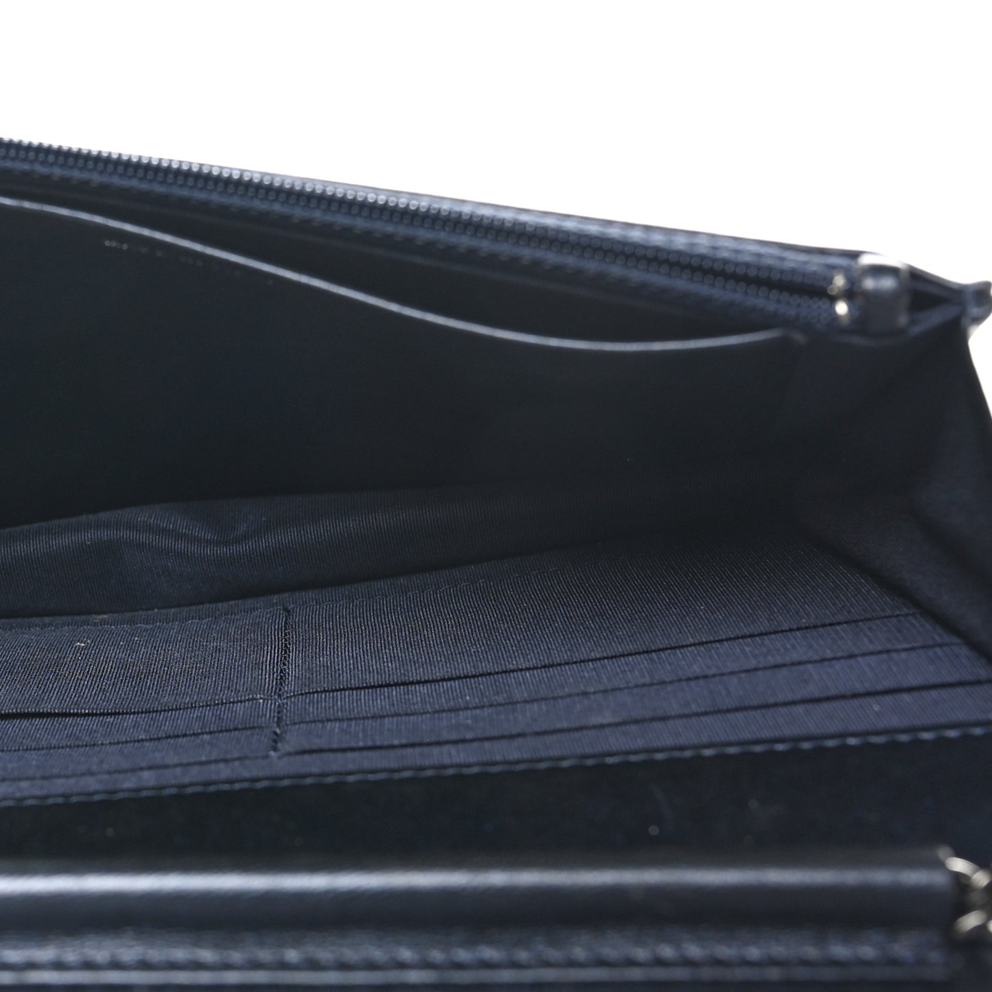 Lambskin Chevron Quilted Studded Wallet On Chain WOC Navy