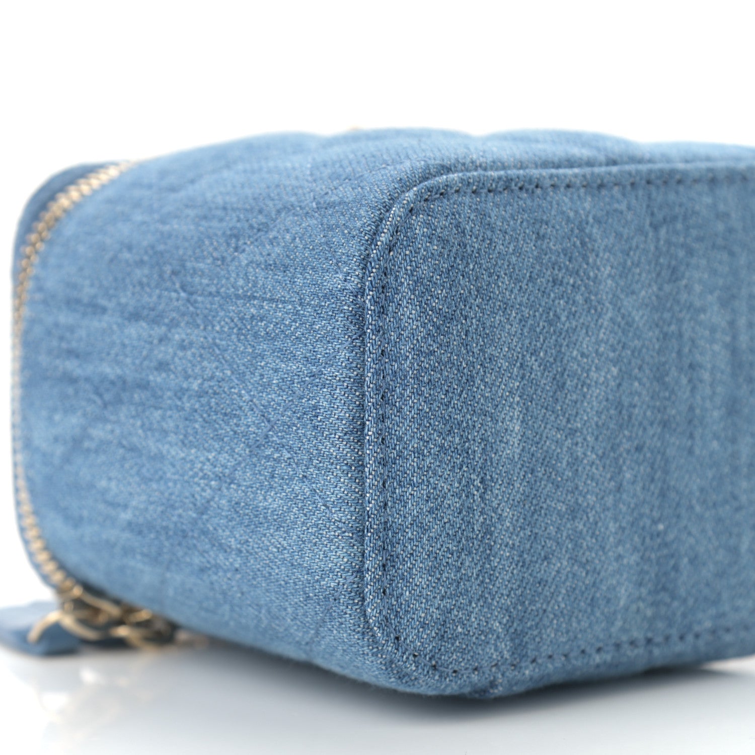 Chanel Denim Quilted Mini Pearl Crush Vanity Case With Chain 9 of 10