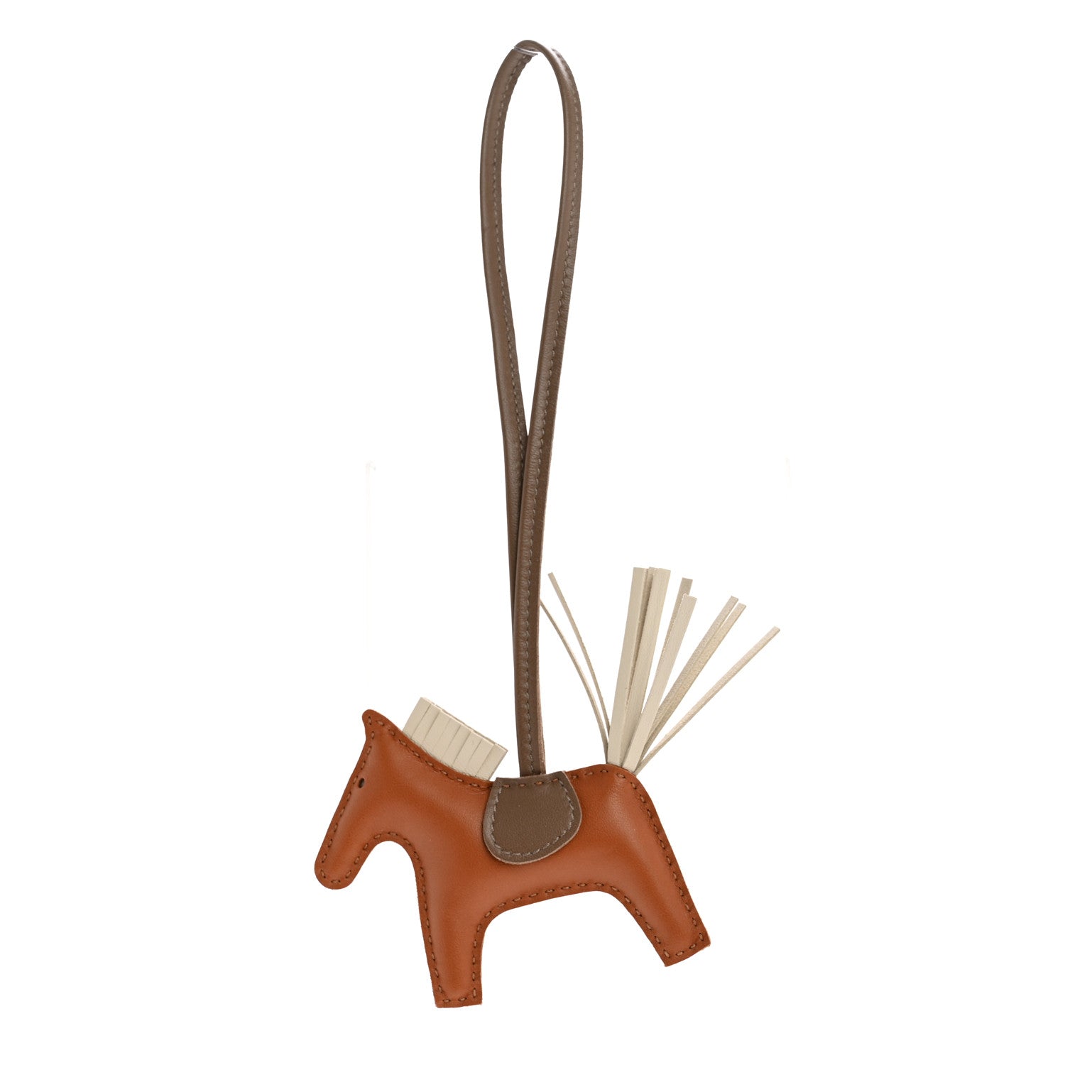 Hermes Milo Lambskin Grigri Rodeo Horse Bag Charm PM Gold Craie Etoupe 1 of 4