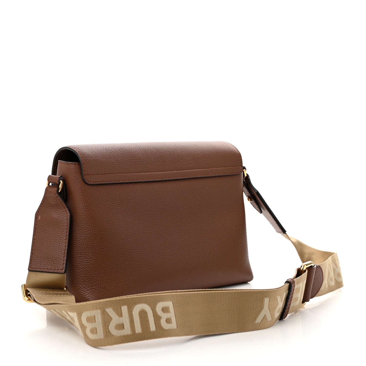 Burberry Calfskin Vintage Check Note Crossbody Bag Tan 3 of 12