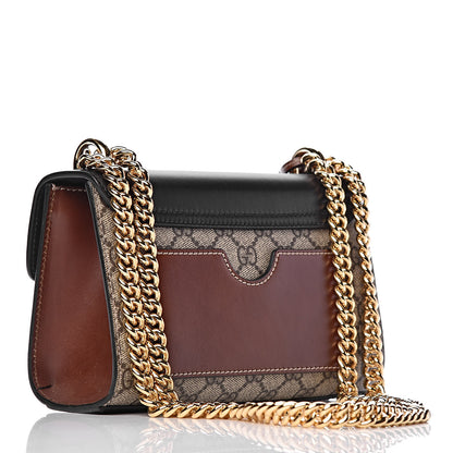 Gucci GG Supreme Monogram Calfskin Small Padlock Shoulder Bag Beige Black Cuir 3 of 11