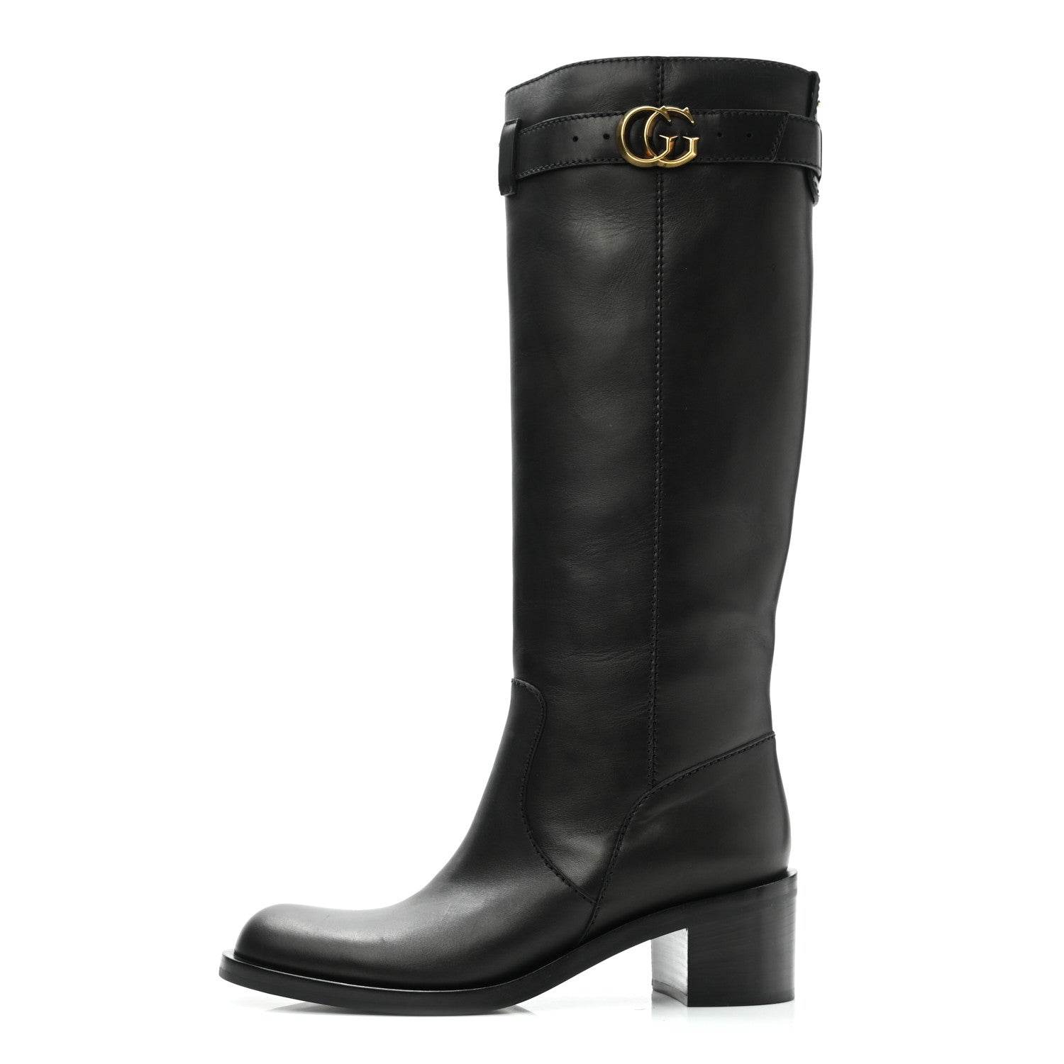 Gucci Calfskin Interlocking G Riding Boots 39.5 Black 1 of 8