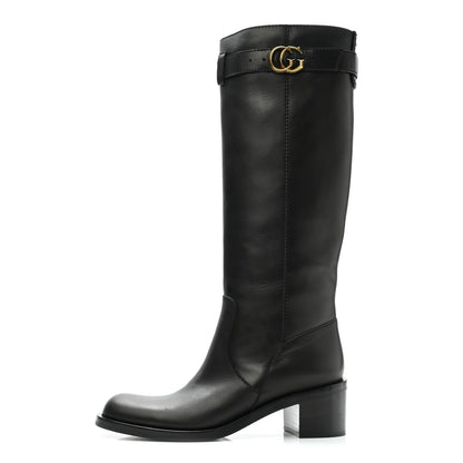 Gucci Calfskin Interlocking G Riding Boots 39.5 Black 1 of 8