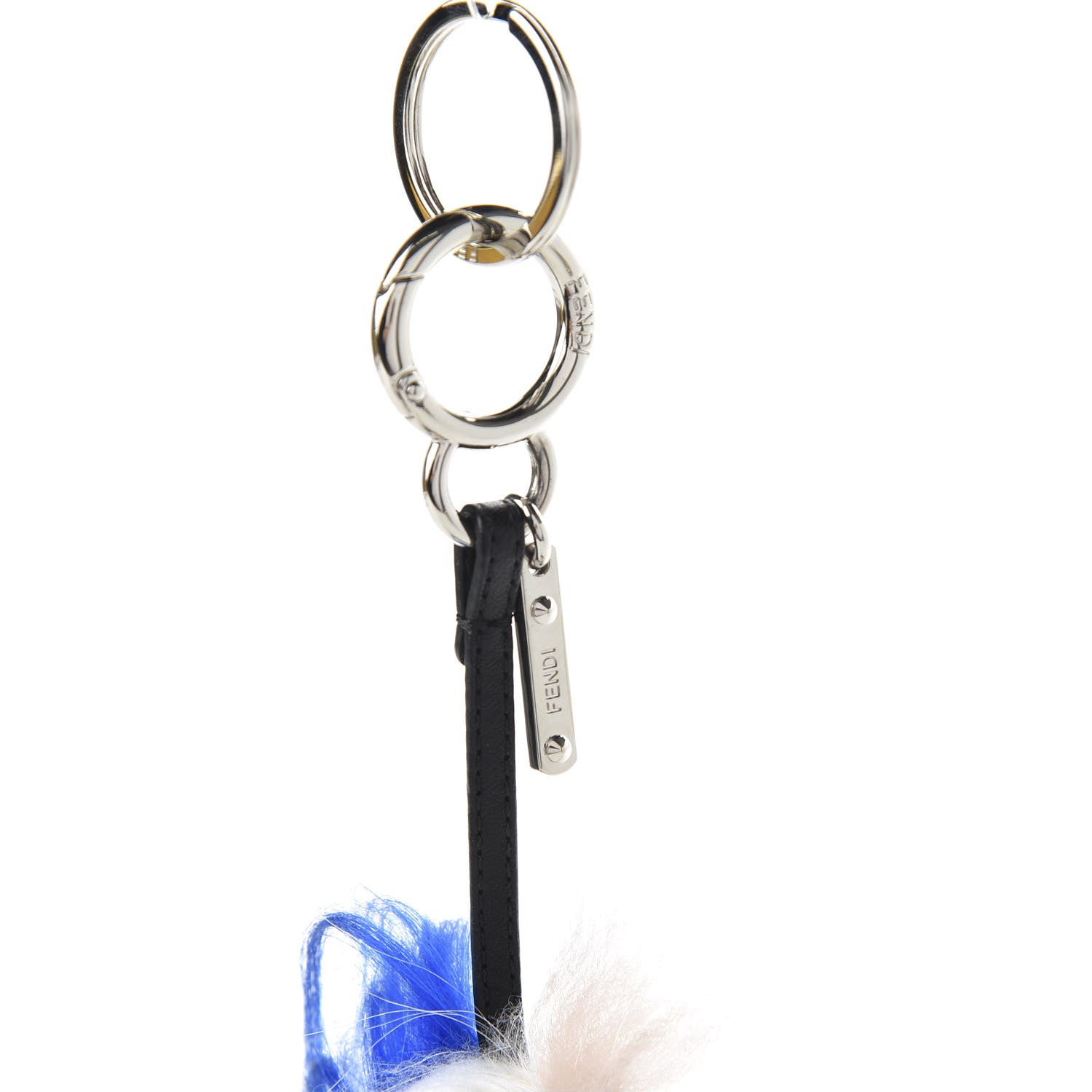 Fendi Mink Fox Goat Fur Mini Karlito Bag Charm Blue 3 of 7