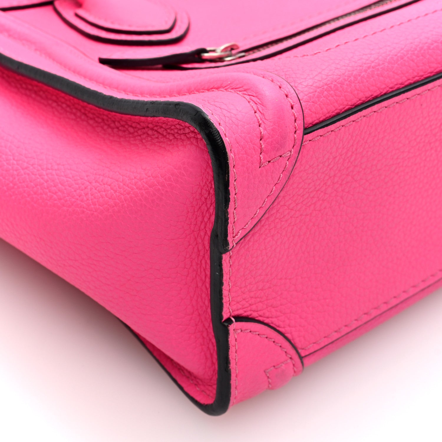 Celine Drummed Calfskin Nano Luggage Fuchsia 10 of 10