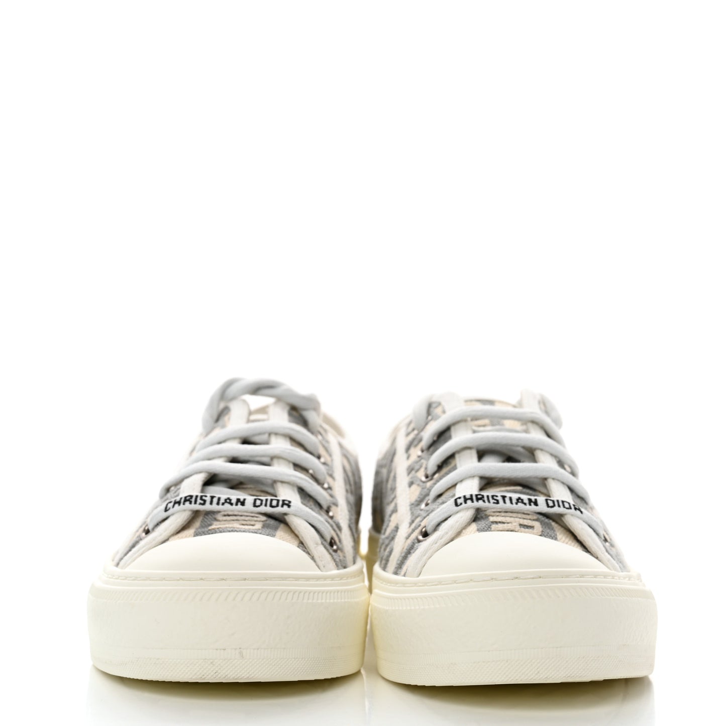 Canvas Oblique Walk'N'Dior Low Top Sneakers 36.5 Grey Stone