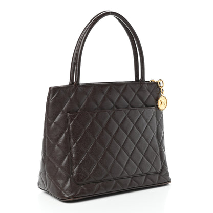 Chanel Caviar Quilted Medallion Tote Dark Brown 3 of 11