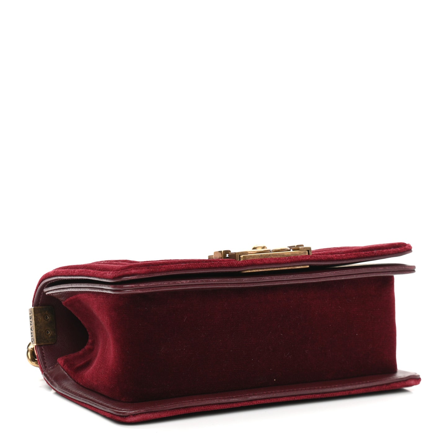 Velvet Chevron Quilted Small Boy Flap Burgundy