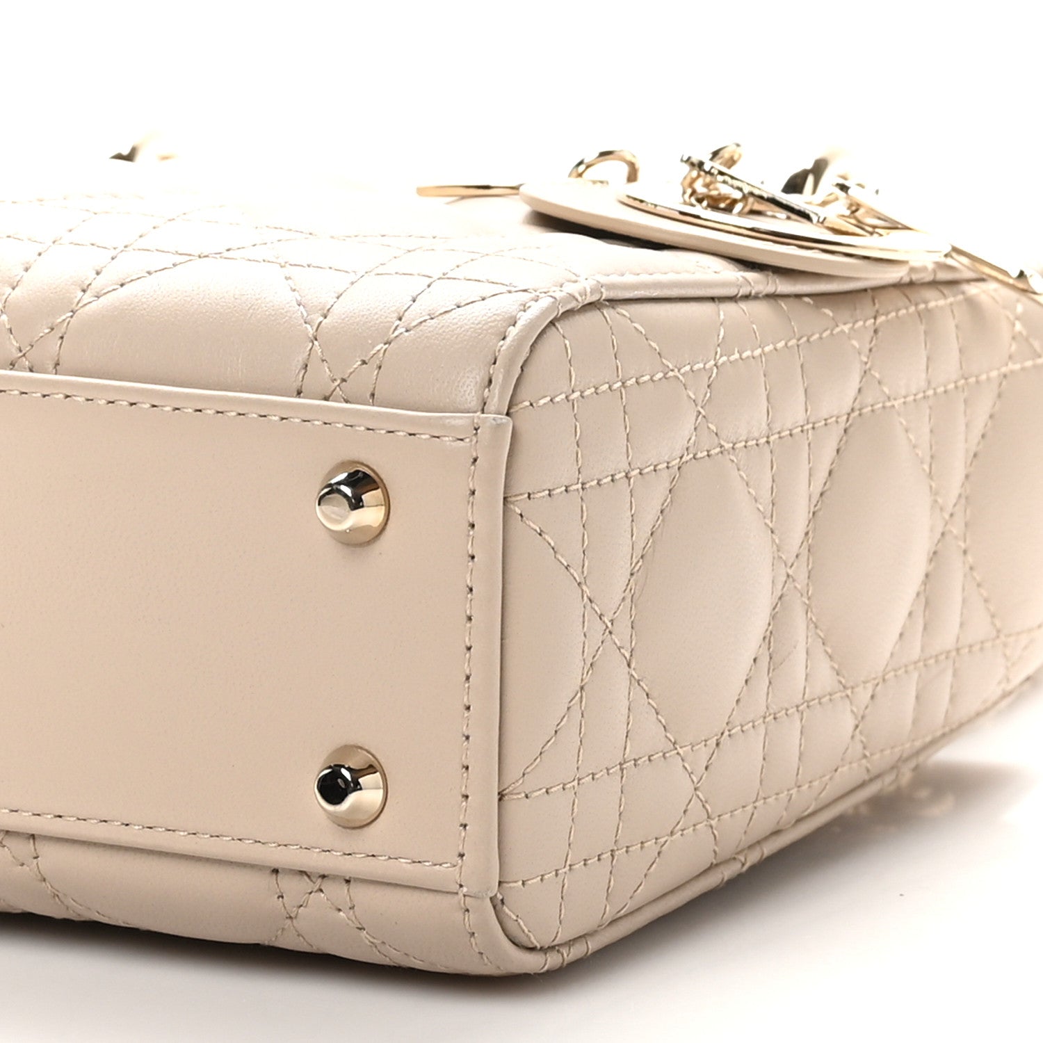 Christian Dior Lambskin Cannage Mini Lady Dior Sand 10 of 11