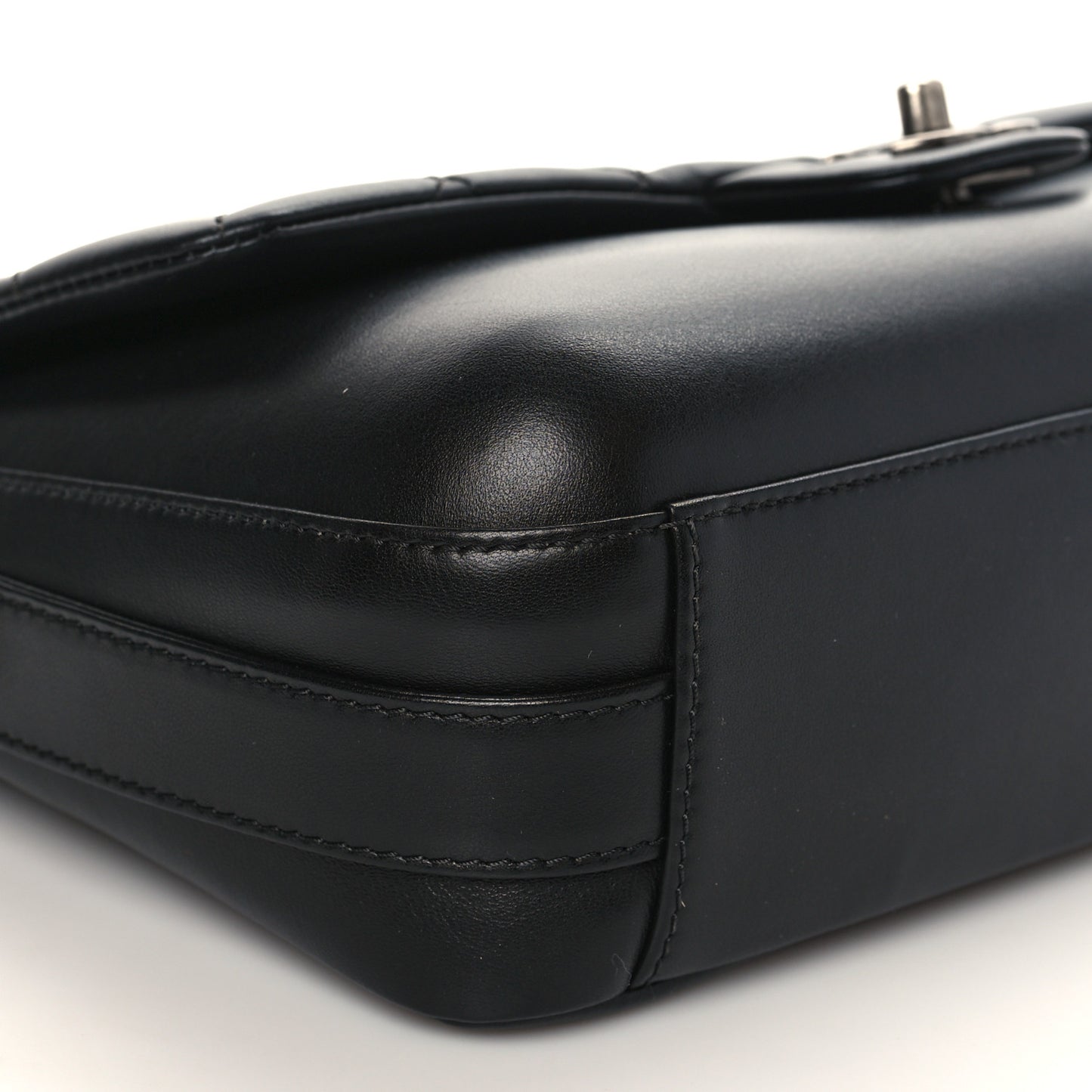 Calfskin Quilted Large Rock My Shoulder Flap Black