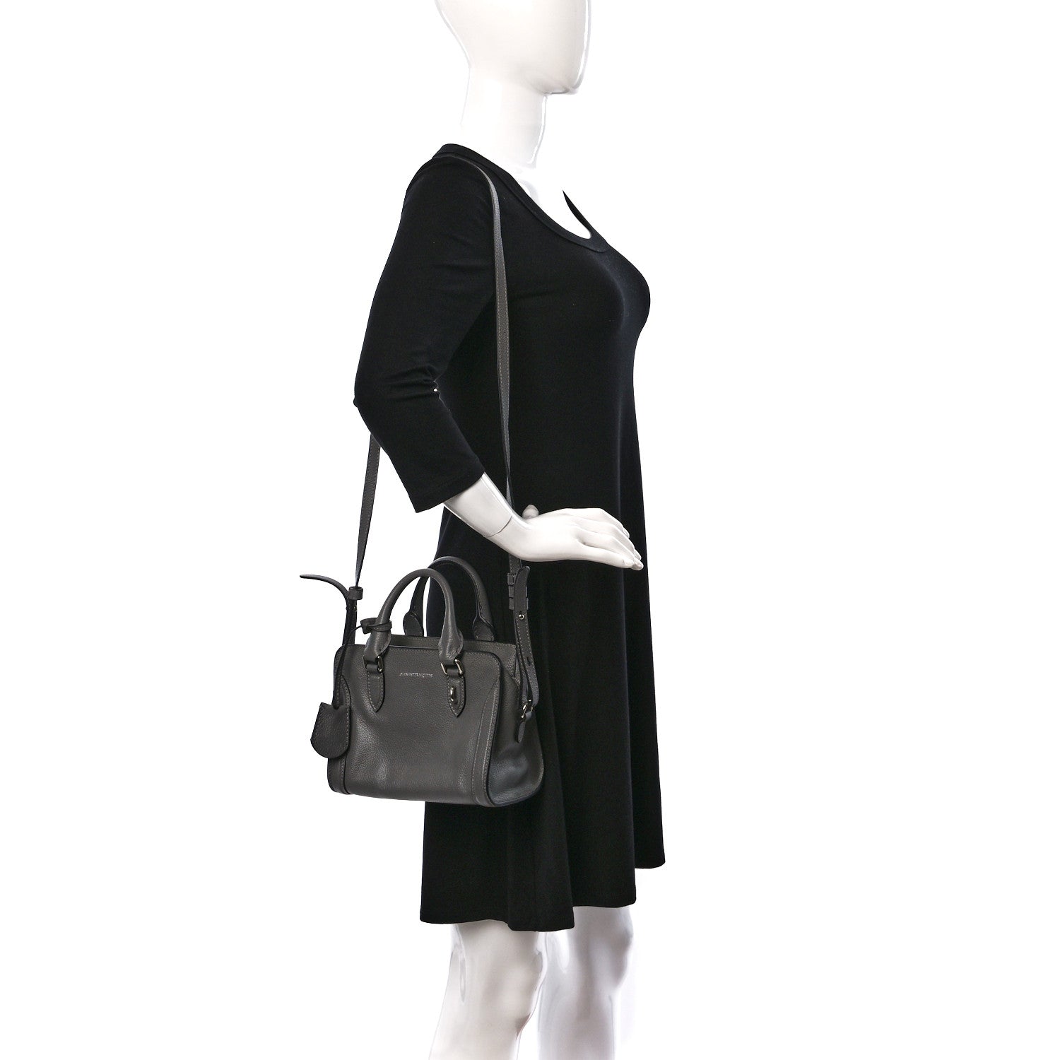 Alexander McQueen Pebbled Calfskin Mini Skull Padlock Zip Around Tote Grey 2 of 8