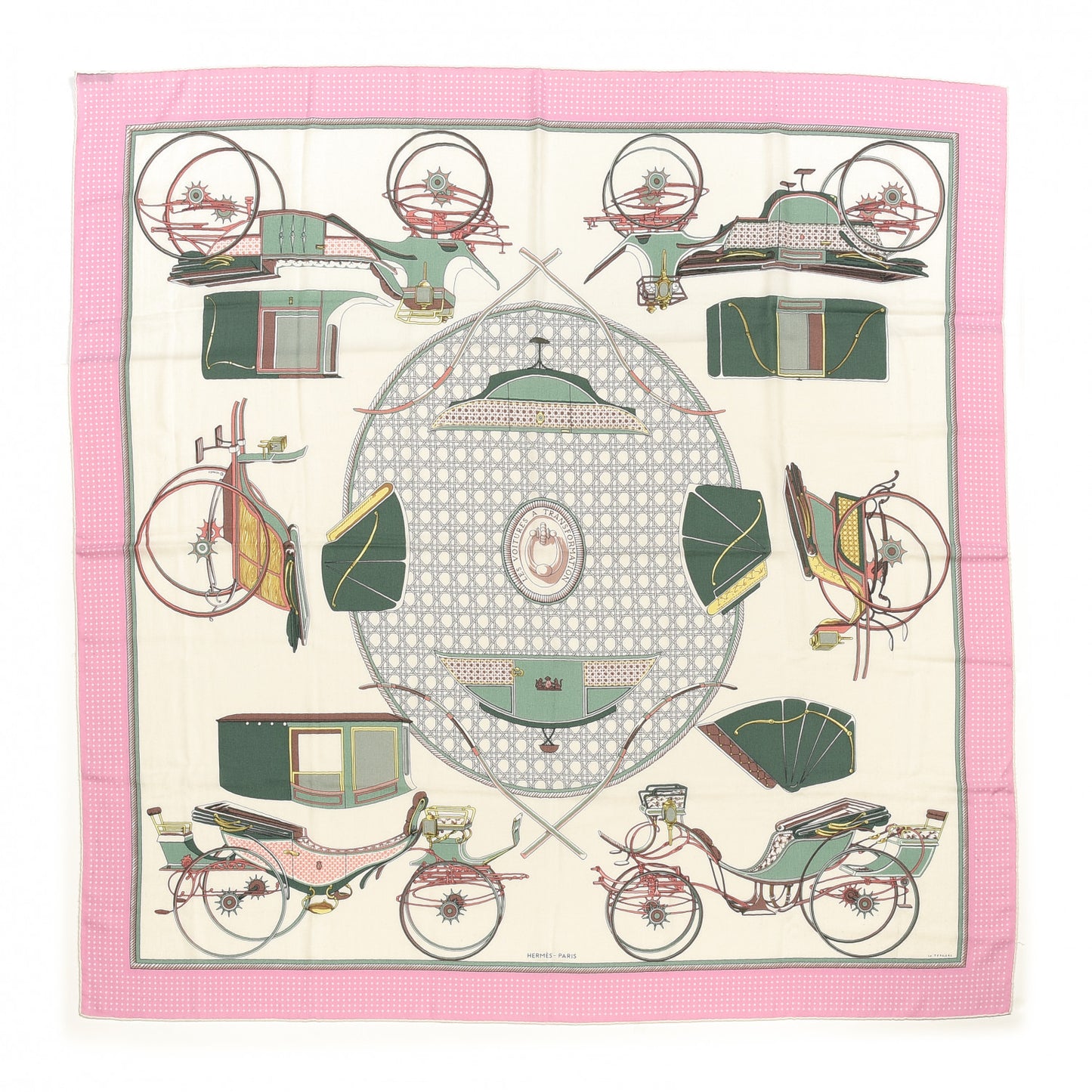 Cashmere Silk Les Voitures A Transformation Shawl 140 Blanc Vert Amande Rose Dragee