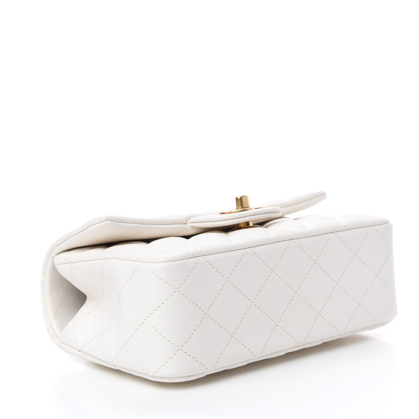 Caviar Quilted Mini Top Handle Rectangular Flap White