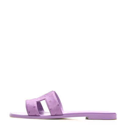 Hermes Ostrich Oran Sandals 38.5 Violet 1 of 9