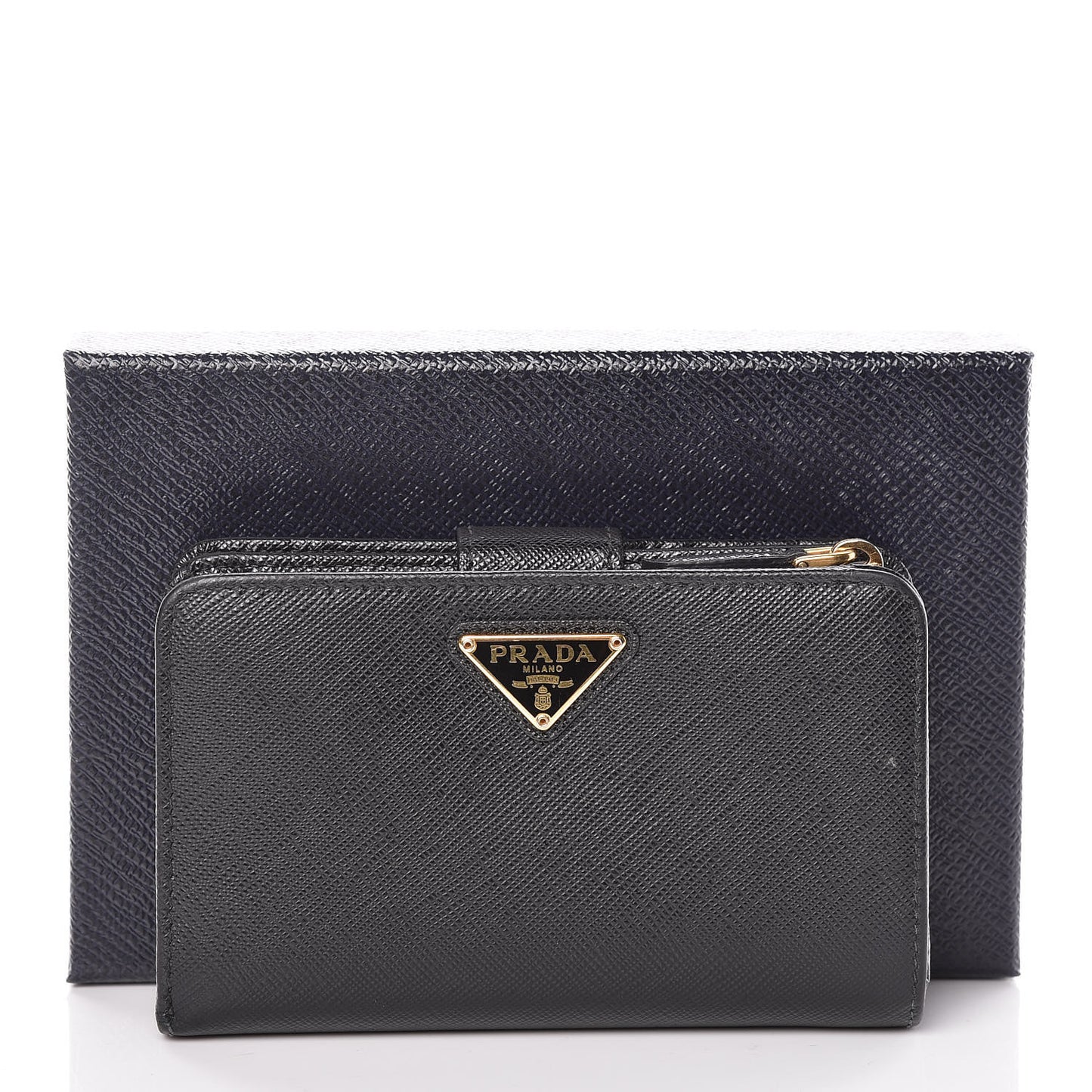 Saffiano Compact Triangle Wallet Black