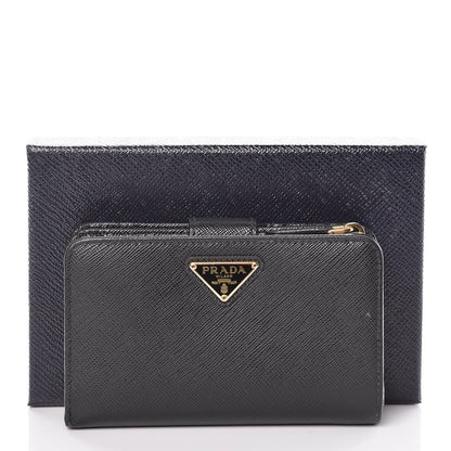 Prada Saffiano Compact Triangle Wallet Black 15 of 15