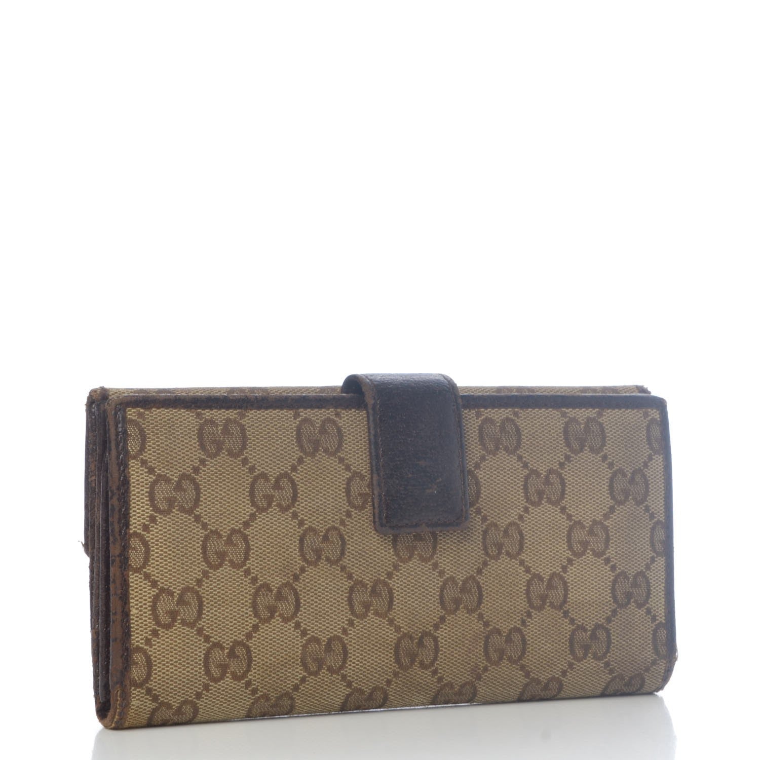 Gucci Monogram Metal Bar Continental Flap Wallet Beige Ebony Dark Brown 3 of 15