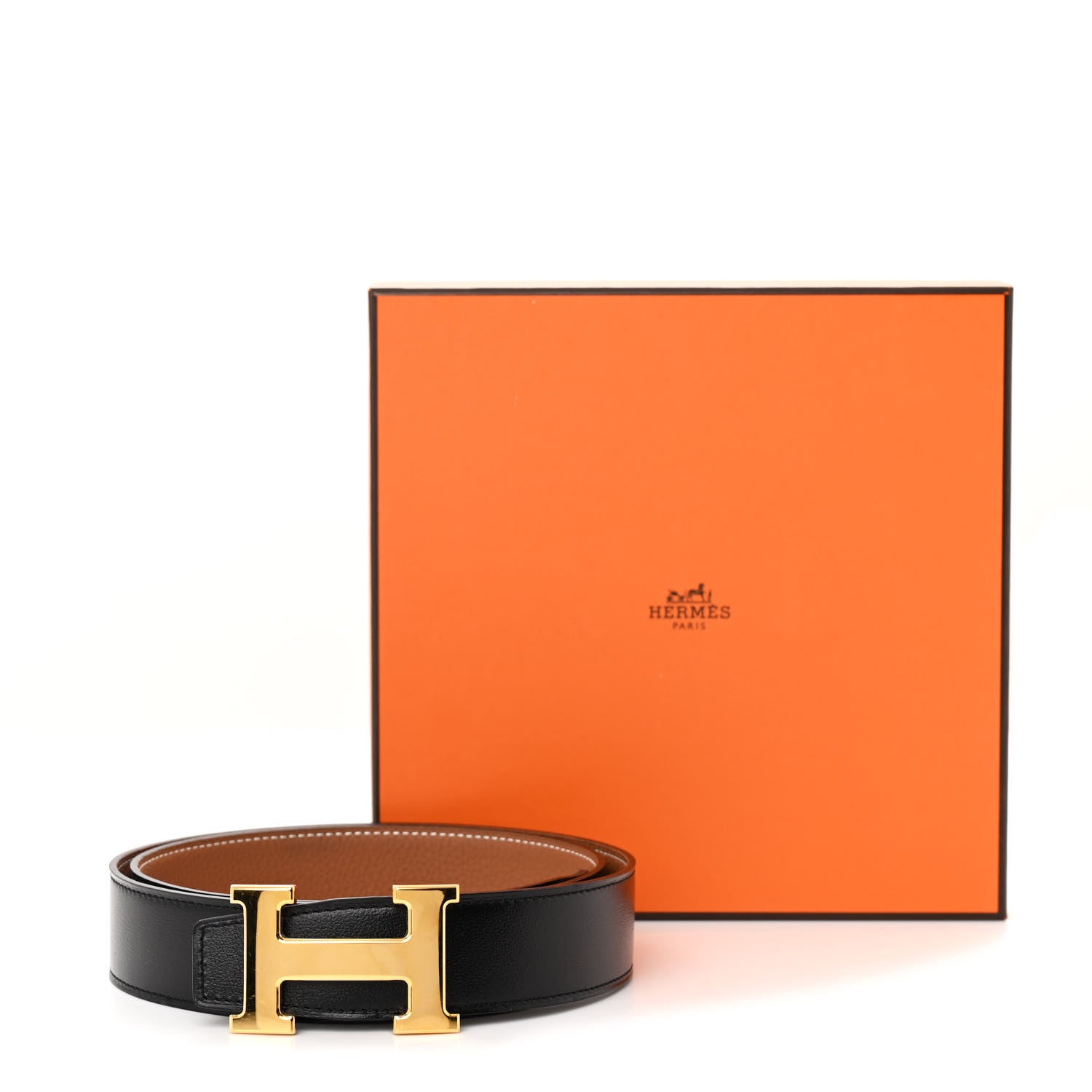 Hermes Box Togo 32mm H Belt 85 34 Black Gold 6 of 6