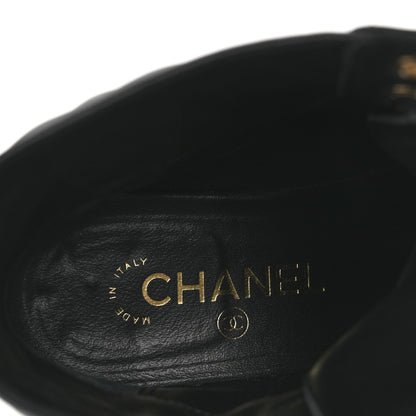 Chanel Shiny Calfskin Quilted Lace Up Combat Boots 38 Black 8 of 12
