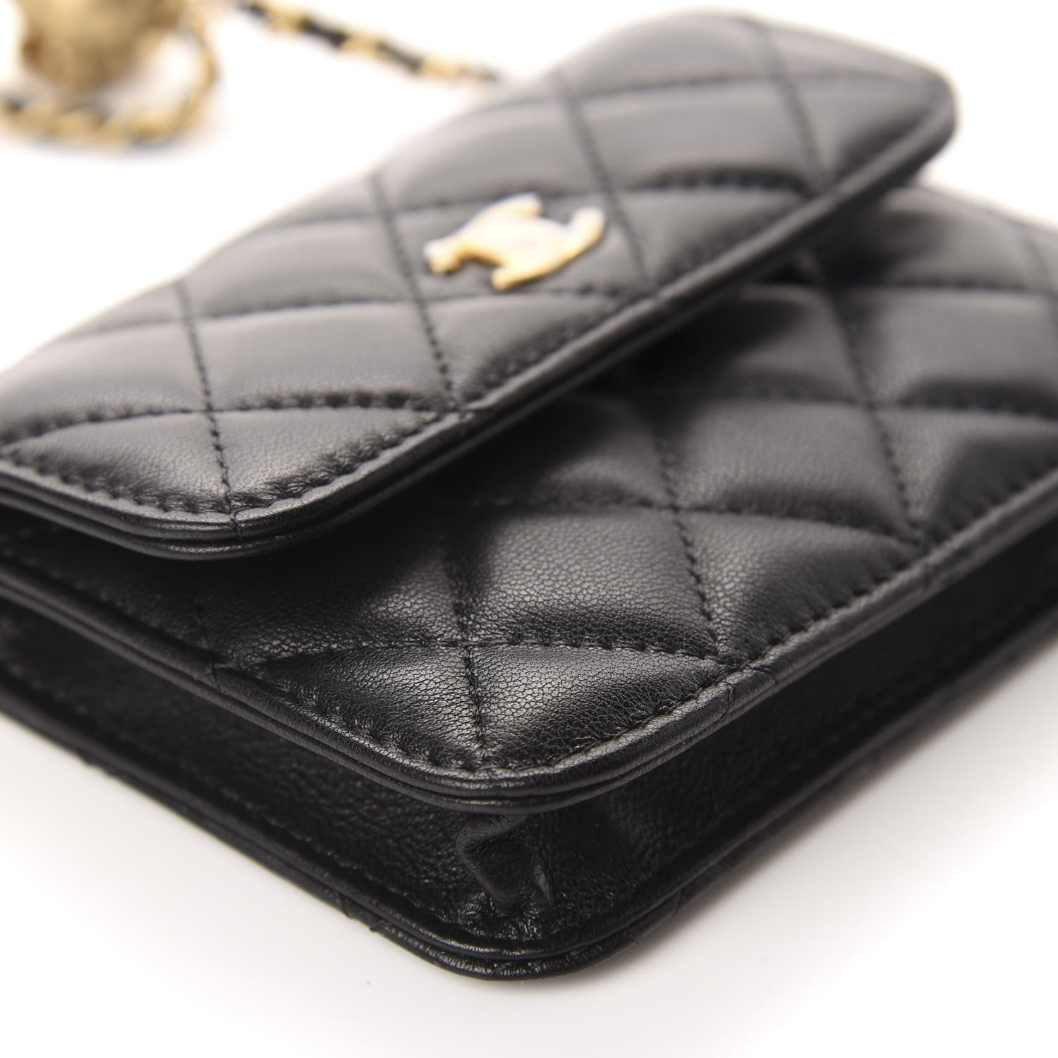 Chanel Lambskin Quilted Pearl Crush Clutch With Chain Black 6 of 12