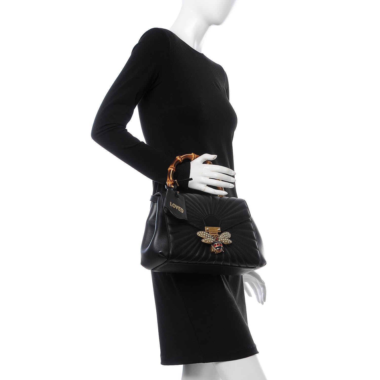 Gucci Calfskin Bamboo Trapuntata Queen Margaret Top Handle Bag Black 2 of 8