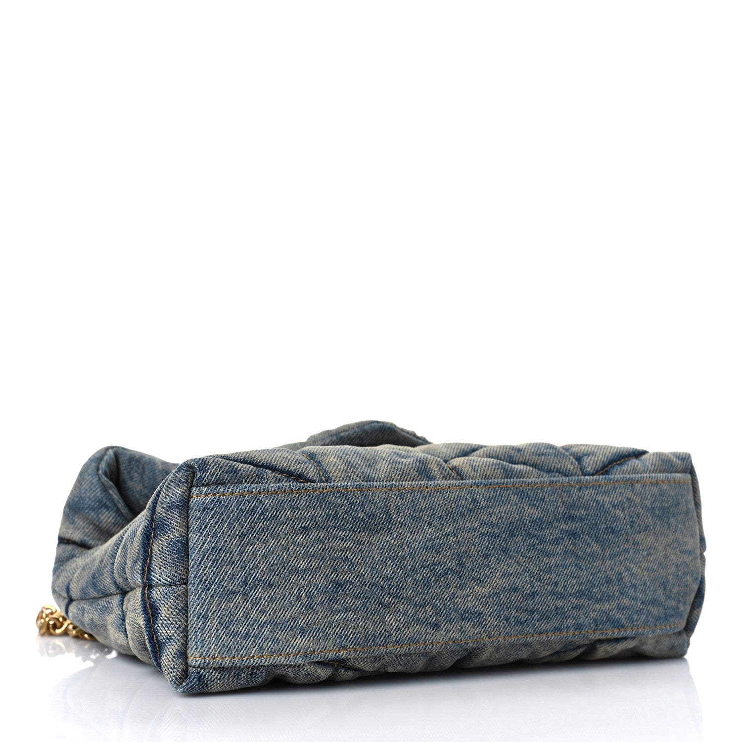 Saint Laurent Denim Quilted Toy Loulou Puffer Monogram Chain Satchel Rodeo Blue 4 of 11