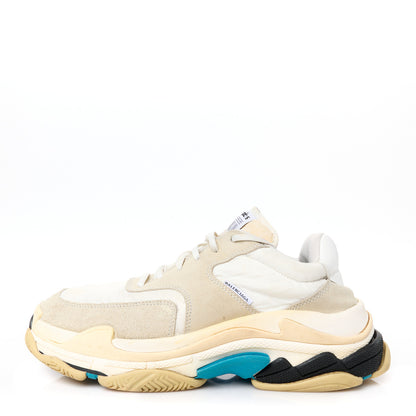 Balenciaga Nylon Suede Mens Triple S 2.0 Sneakers 44 White Grey Blue 1 of 8