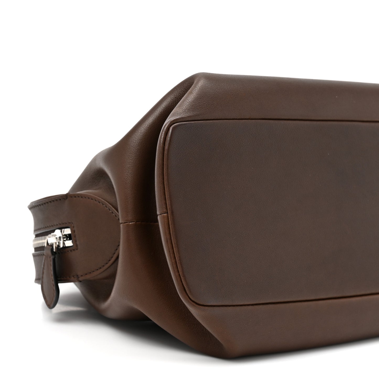 Polished Saddle Calfskin Agnes Bag Deep Brown