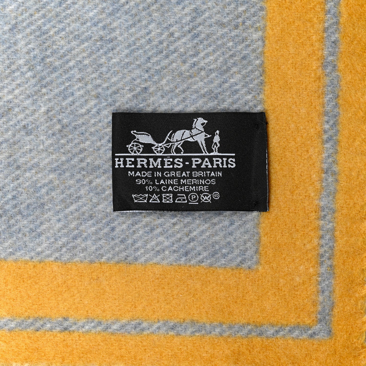 Hermes Merinos Wool Cashmere Cheval Cabriolet Blanket Galet 3 of 3