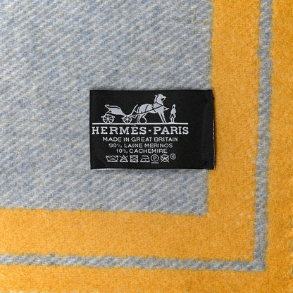 Hermes Merinos Wool Cashmere Cheval Cabriolet Blanket Galet 3 of 3