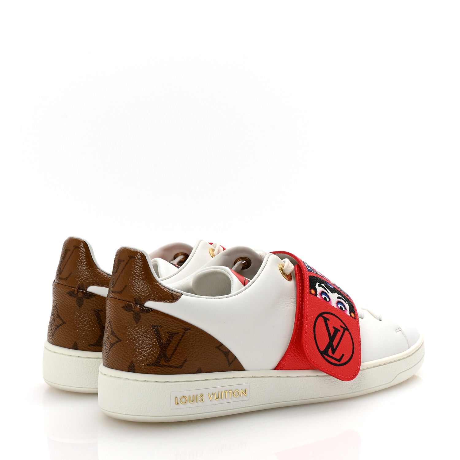Louis Vuitton Calfskin Reverse Monogram Kabuki Low Top Sneakers 37 White 4 of 7