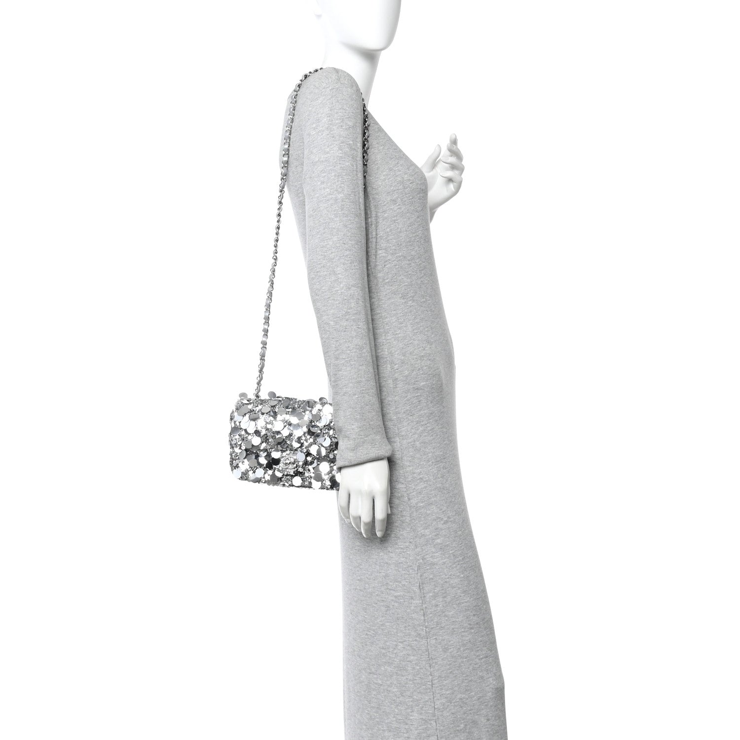 Chanel Sequin Mini Rectangular Flap Silver 2 of 11