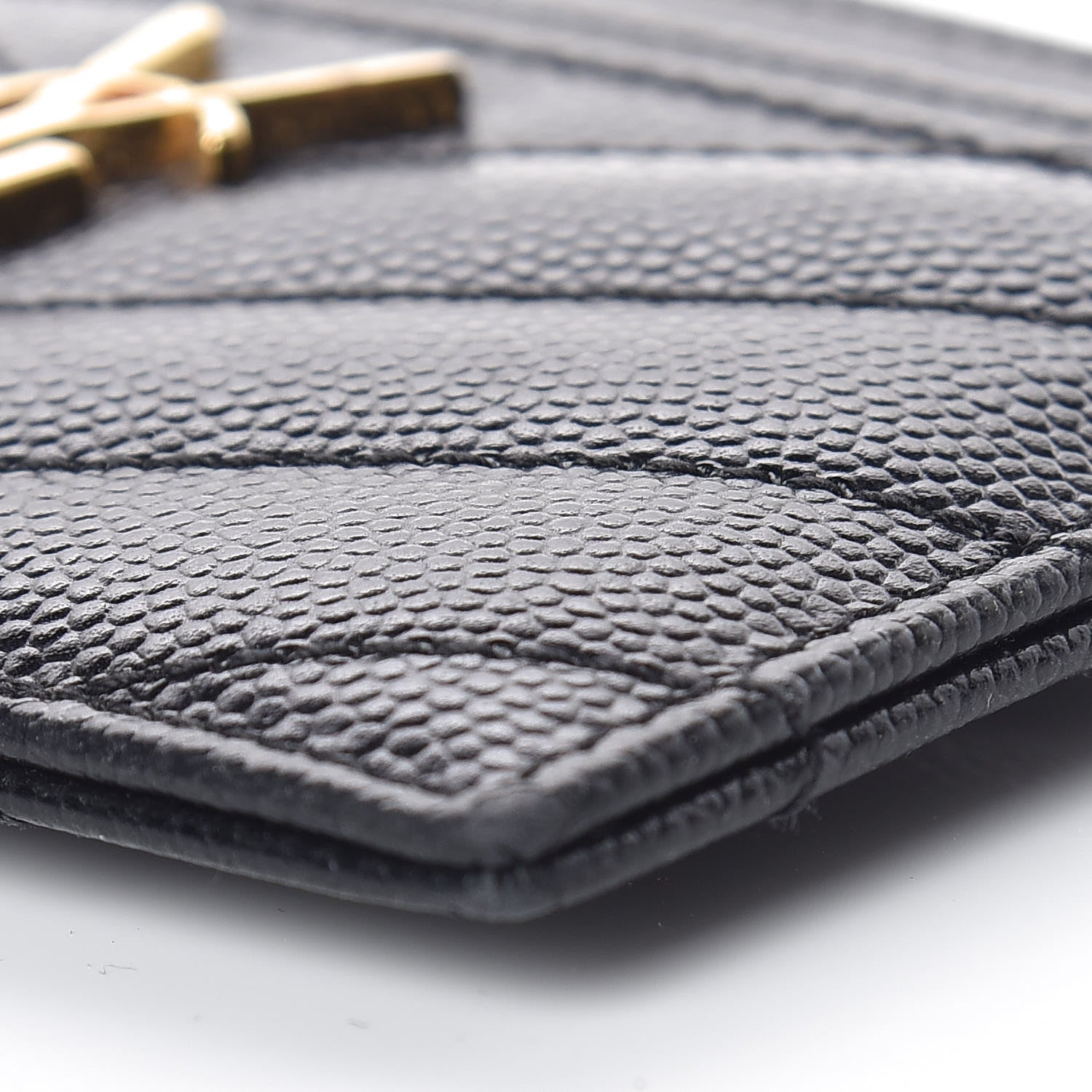 Saint Laurent Grain De Poudre Matelasse Chevron Monogram Credit Card Case Black 9 of 12
