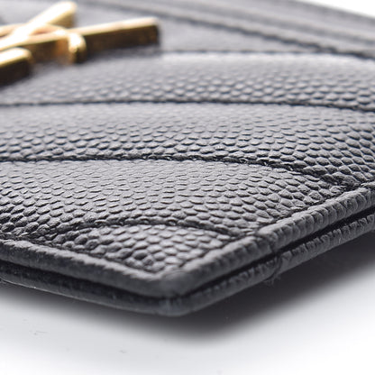 Saint Laurent Grain De Poudre Matelasse Chevron Monogram Credit Card Case Black 9 of 12